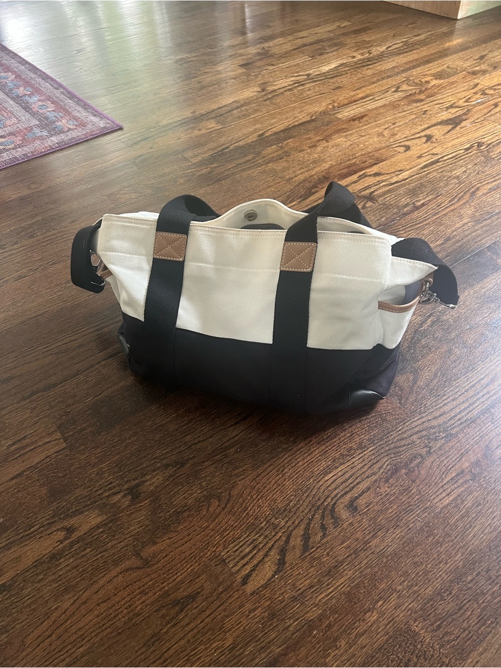 Pottery Barn Kids Two-Tone Canvas Diaper Bag - Black & White